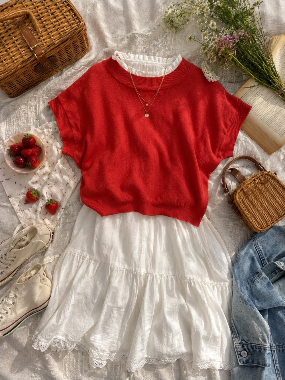 Mayada Boutique Red Short-Sleeve Knit Top — Casual Women's Layering Tee size S